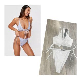 Nasty Gal White Tie Detail Cut Out Bikini NEW Set Size 2